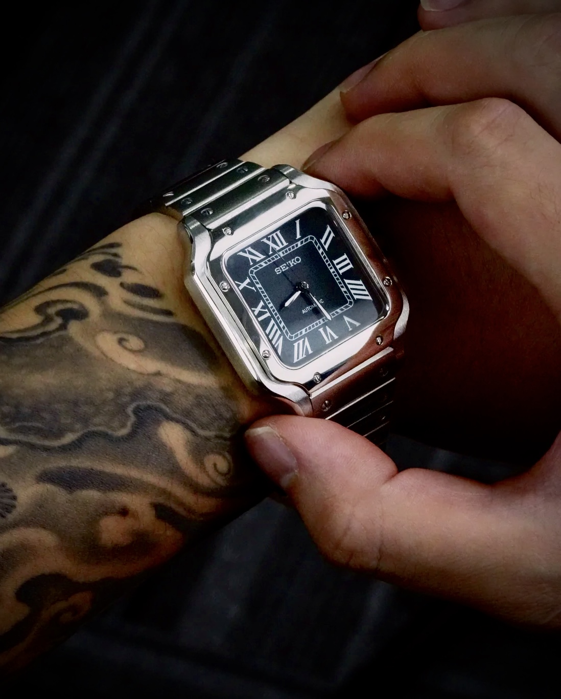 SEIKO MOD Santos classic black wd custom