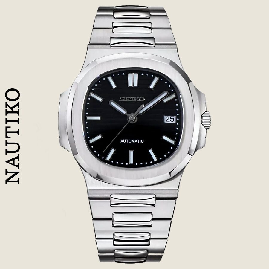 seiko mod nautiko silver black