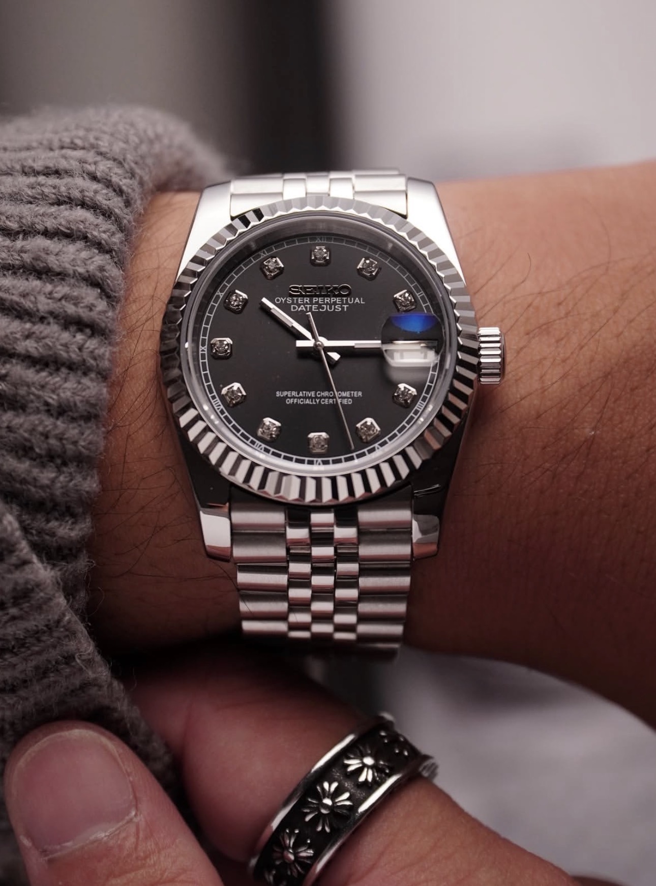 SEIKOJUST DIAMONDS BLACK wdc2